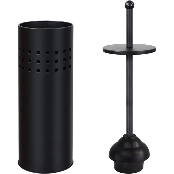 Toilet Plunger with Holder for Bathroom, Multi Drain Suitable Also for Bathtubs, Quick Dry, Black