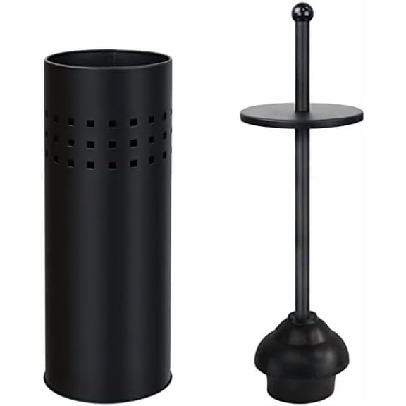 Toilet Plunger with Holder for Bathroom, Multi Drain Suitable Also for Bathtubs, Quick Dry, Black