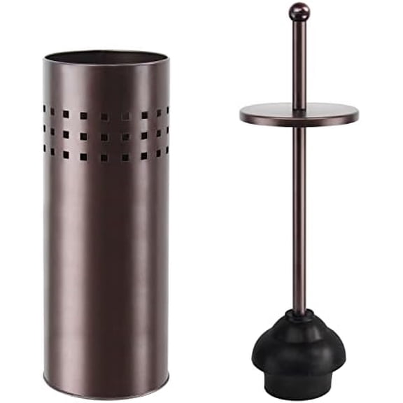 Toilet Plunger with Holder for Bathroom, Multi Drain Suitable Also for Bathtubs, Quick Dry, Bronze
