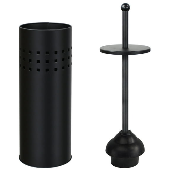 Toilet Plunger with Holder for Bathroom, Multi Drain Suitable also for Bathtubs, Quick Dry, Black