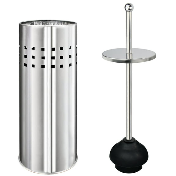 Toilet Plunger with Holder for Bathroom, Multi Drain Suitable also for Bathtubs, Quick Dry, Chrome