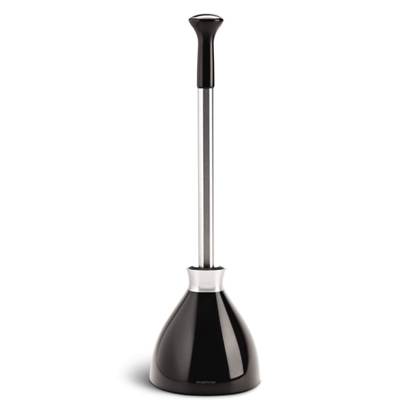 Toilet Plunger with Magnetic Caddy Holder - Black and White