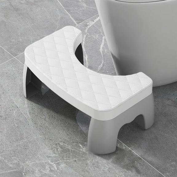 Toilet Poop Stool, Squatting Poop Foot Stool, Plastic Portable Bathroom Non-Slip Potty Step Stool, Stable Healthy Toilet Assistance Step Stool (White)