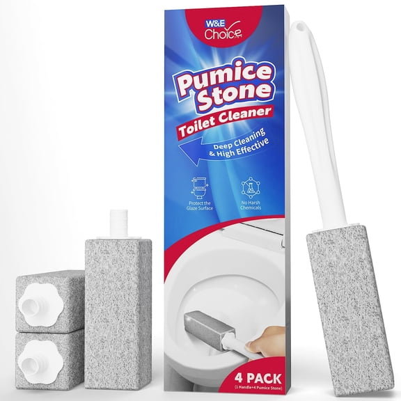 Toilet Pumice Stone 4 Pack, Pumice Stone for Bathtub Cleaning with Extra Long Handle, Toilet Brush for Cleaning Toilets, Bathtubs, Grills, Swimming Pools, Sinks
