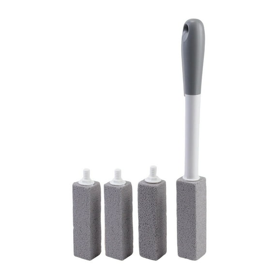 Toilet Pumice Stone with Long Handle, 1 Cleaning Handle, 4 No Touch Replaceable Piedra Pomez for Cleaning Toilets, Bathtubs, Grills, Swimming Pools, Sinks