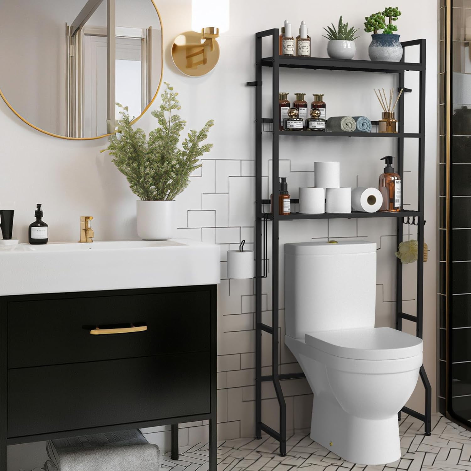 chdqwer Over Toilet Storage Rack 3-Tier Over Toilet Bathroom Organizer ...