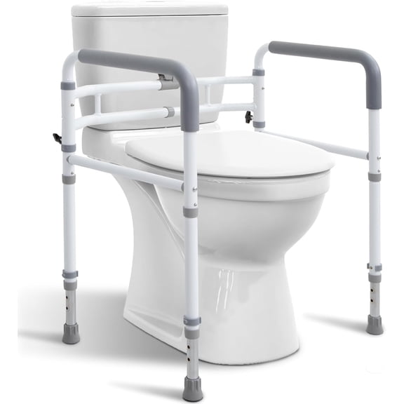 Toilet Rails - Toilet Safety Rail for Elderly Adults - Adjustable Bathroom Toilet Handles - Toilet Safety Frame & Rails - Toilet Grab Bars for Senior, Handicap & Disabled,Fits Most Toilets