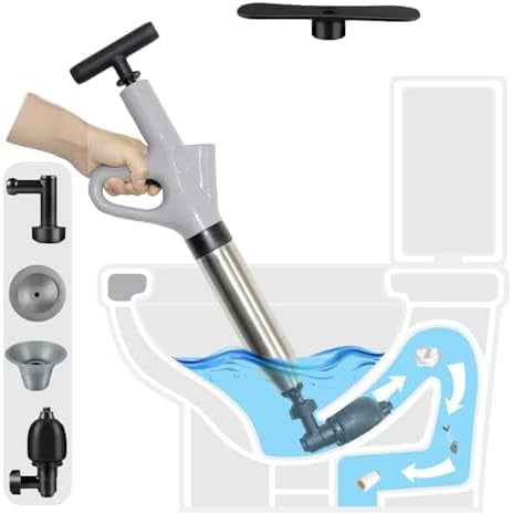 Aazon.co: Luney Toilet Plunger, Snake Drain Clog Reover Tool, High Pressure Air Drain Blaster - View #9