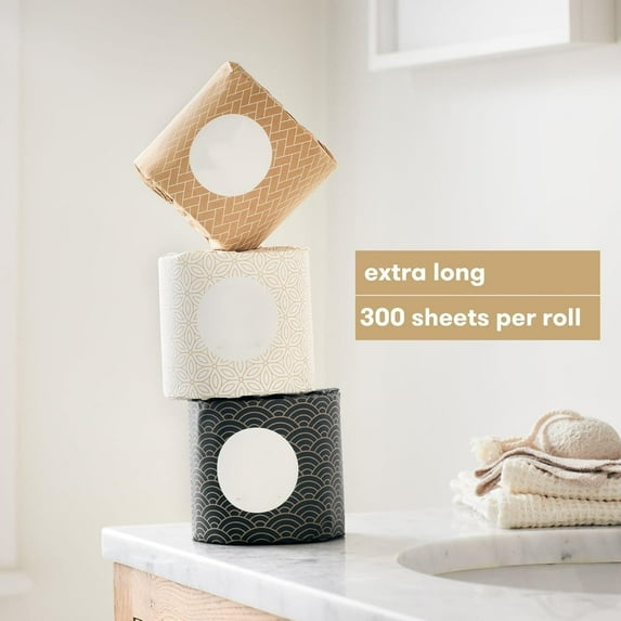 Toilet Roll 48 Pack | Wrapped Toilet Paper 3 ply, 300 Sheets | Friendly Toilet Paper Bulk | Plastic-Free, Soft, Strong, & Bio Loo Roll