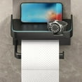 thumbnail image 1 of Toilet Roll Holder Space Aluminum Black Toilet Roll Paper Shelf Toilet Roll Paper Shelf, Toilet Paper Holder with Phone Shelf, Adhesive or Screw Wall Mount Toilet Tissue Roll Holder, 1 of 6