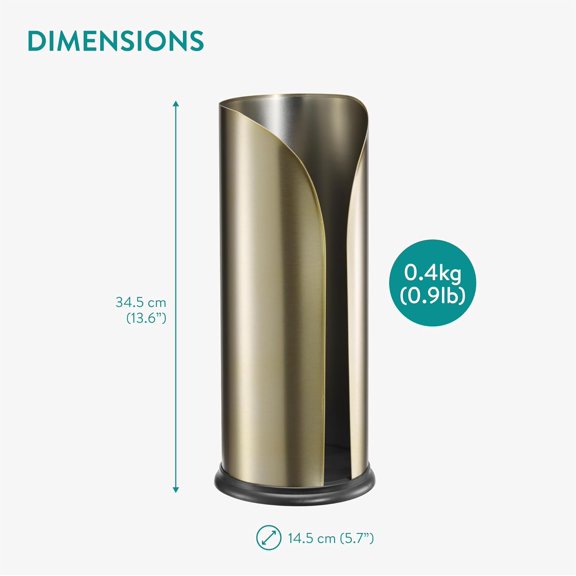 Toilet Roll Holder, Stainless Steel - Free Standing Storage Box for Up to 3 Loo Paper Rolls - Toilet-Roll Holders for Bathroom Organisation - Minimalist Design, Matte Gold