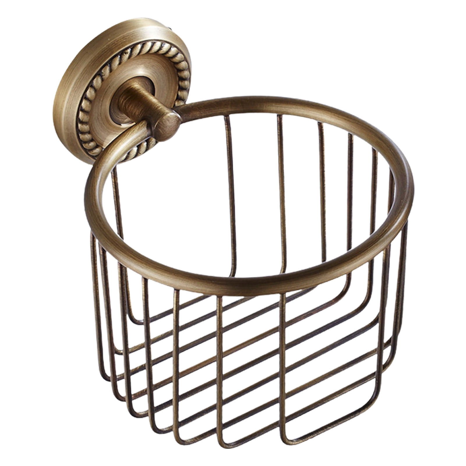 Toilet Roll Holder Toilet Paper Holder Wall Mounted, Brass Roll Tissue Wire Basket Dispenser for Bathroom Storage, Retro Style for Vintage Decor