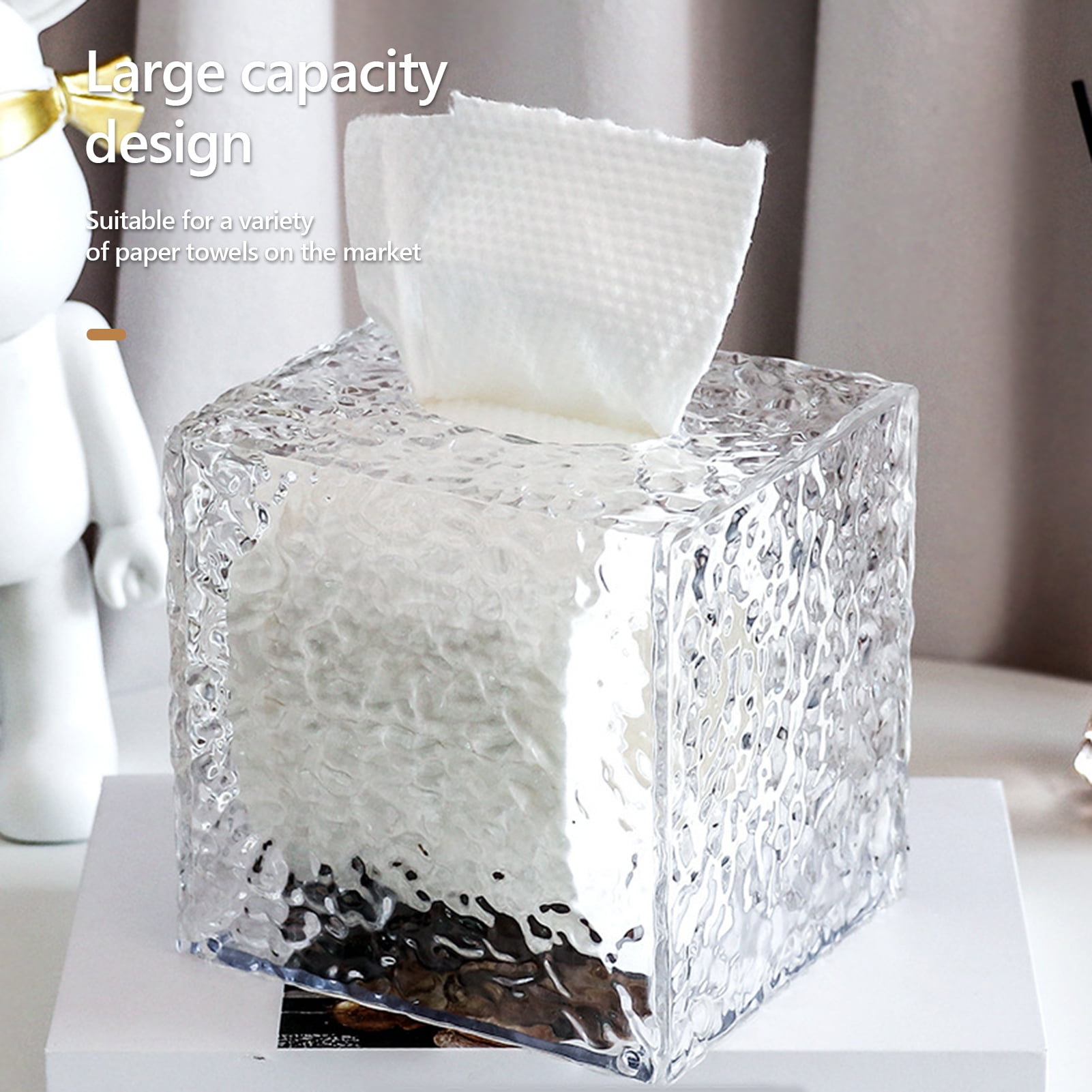 Toilet Roll Paper Holder Clear Visible Modern Waterproof Desktop Tissue