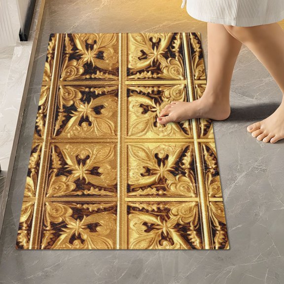 Toilet Rug Rectangle Bathroom Rugs Non-Slip Soft Plush Machine Washable Contour Bath Mat 3d Leaves and Flowers 24x16