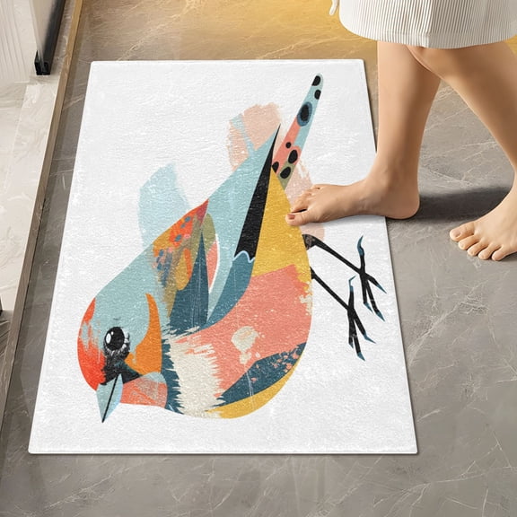 Toilet Rug Rectangle Bathroom Rugs Non-Slip Soft Plush Machine Washable Contour Bath Mat Abstract Cute Little Bird 24x16