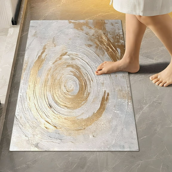 Toilet Rug Rectangle Bathroom Rugs Non-Slip Soft Plush Machine Washable Contour Bath Mat Abstract Oil Swirls Circular 24x16