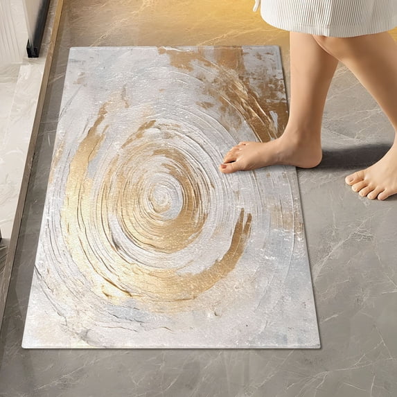 Toilet Rug Rectangle Bathroom Rugs Non-Slip Soft Plush Machine Washable Contour Bath Mat Abstract Oil Swirls Circular 24x16