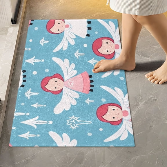 Toilet Rug Rectangle Bathroom Rugs Non-Slip Soft Plush Machine Washable Contour Bath Mat Angels and Arrow 24x16