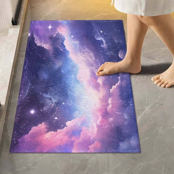 Toilet Rug Rectangle Bathroom Rugs Non-Slip Soft Plush Machine Washable Contour Bath Mat Beautiful Night Sky with Cloud 24x16