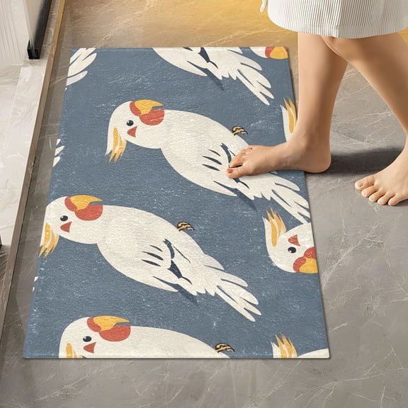 Toilet Rug Rectangle Bathroom Rugs Non-Slip Soft Plush Machine Washable Contour Bath Mat Birds Parrot Corella 24x16