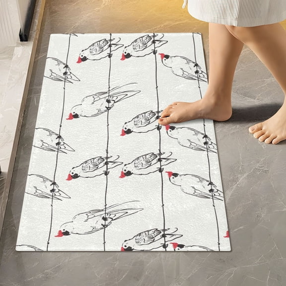 Toilet Rug Rectangle Bathroom Rugs Non-Slip Soft Plush Machine Washable Contour Bath Mat Birds on Line 24x16