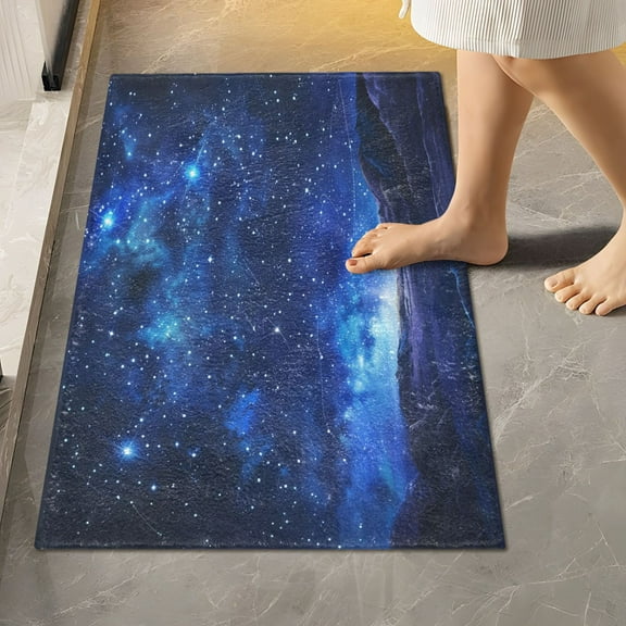 Toilet Rug Rectangle Bathroom Rugs Non-Slip Soft Plush Machine Washable Contour Bath Mat Bright Star in Sky 24x16