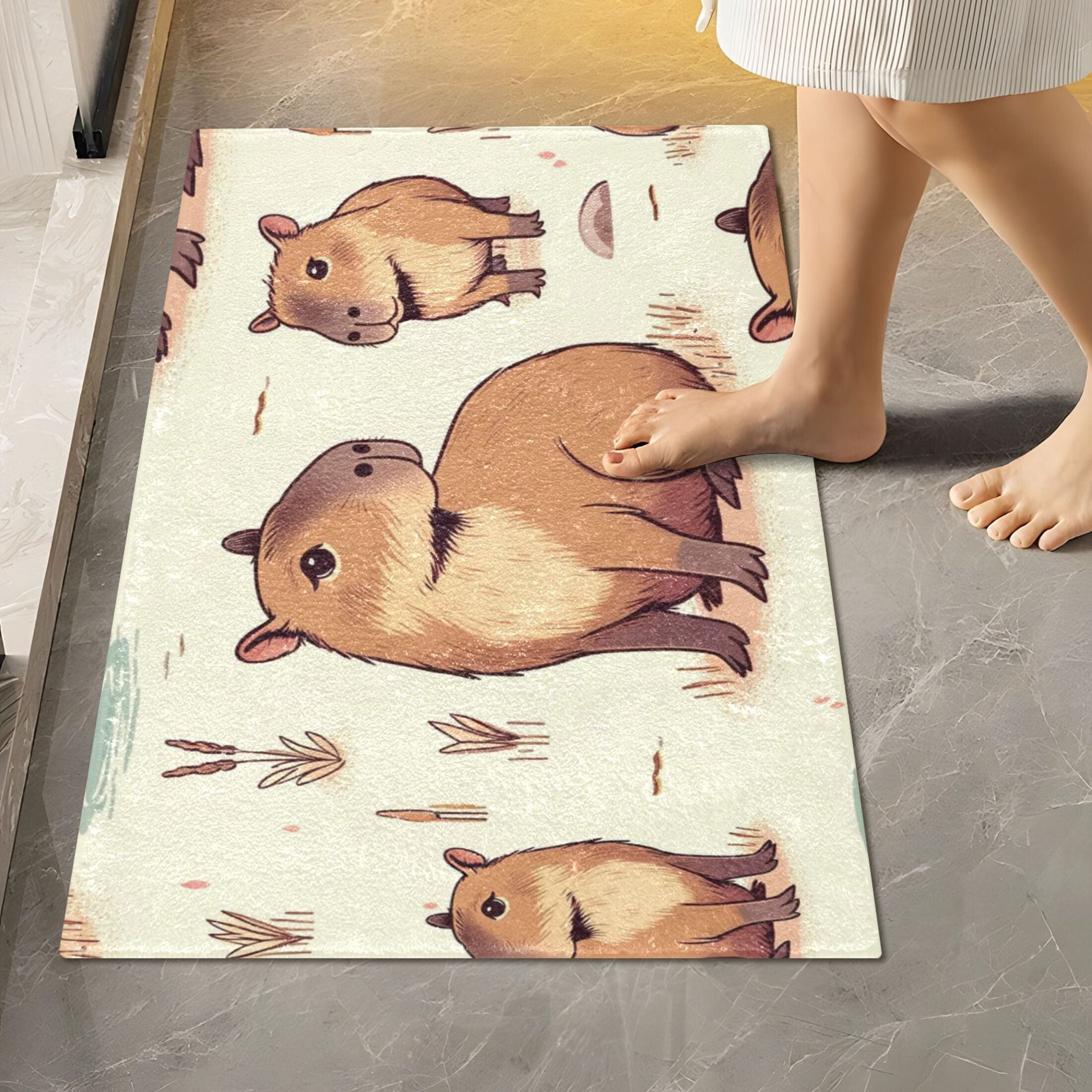 Capybara Rug Rectangle Toilet Rug Rectangle Bathroom Rugs Non-Slip Soft Plush Machine Washable ...