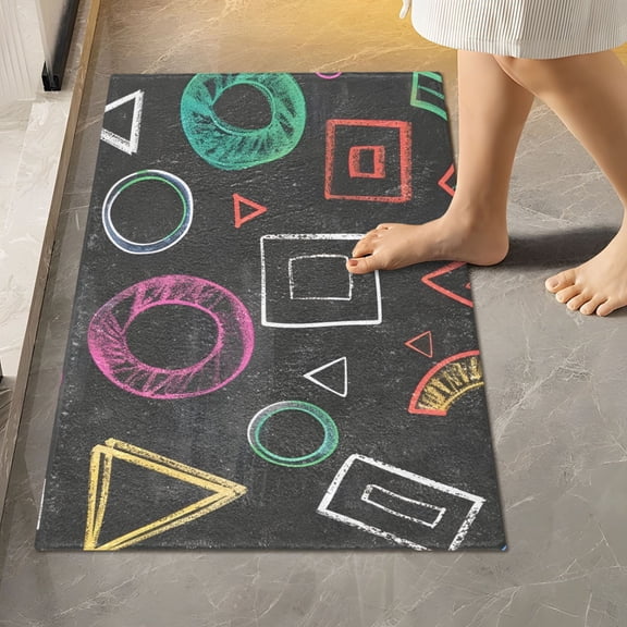 Toilet Rug Rectangle Bathroom Rugs Non-Slip Soft Plush Machine Washable Contour Bath Mat Chalk Paint Graphs 24x16