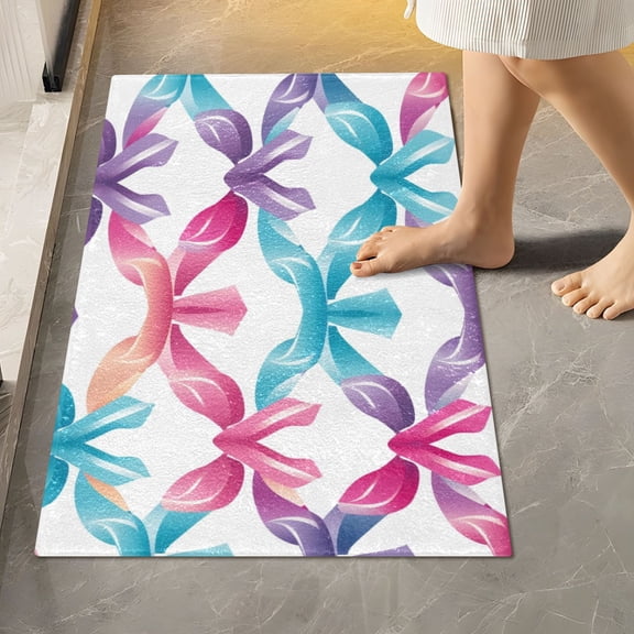 Toilet Rug Rectangle Bathroom Rugs Non-Slip Soft Plush Machine Washable Contour Bath Mat Colorful Bow Tie 24x16