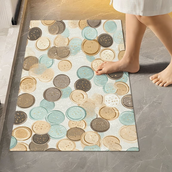 Toilet Rug Rectangle Bathroom Rugs Non-Slip Soft Plush Machine Washable Contour Bath Mat Colorful Buttons 24x16