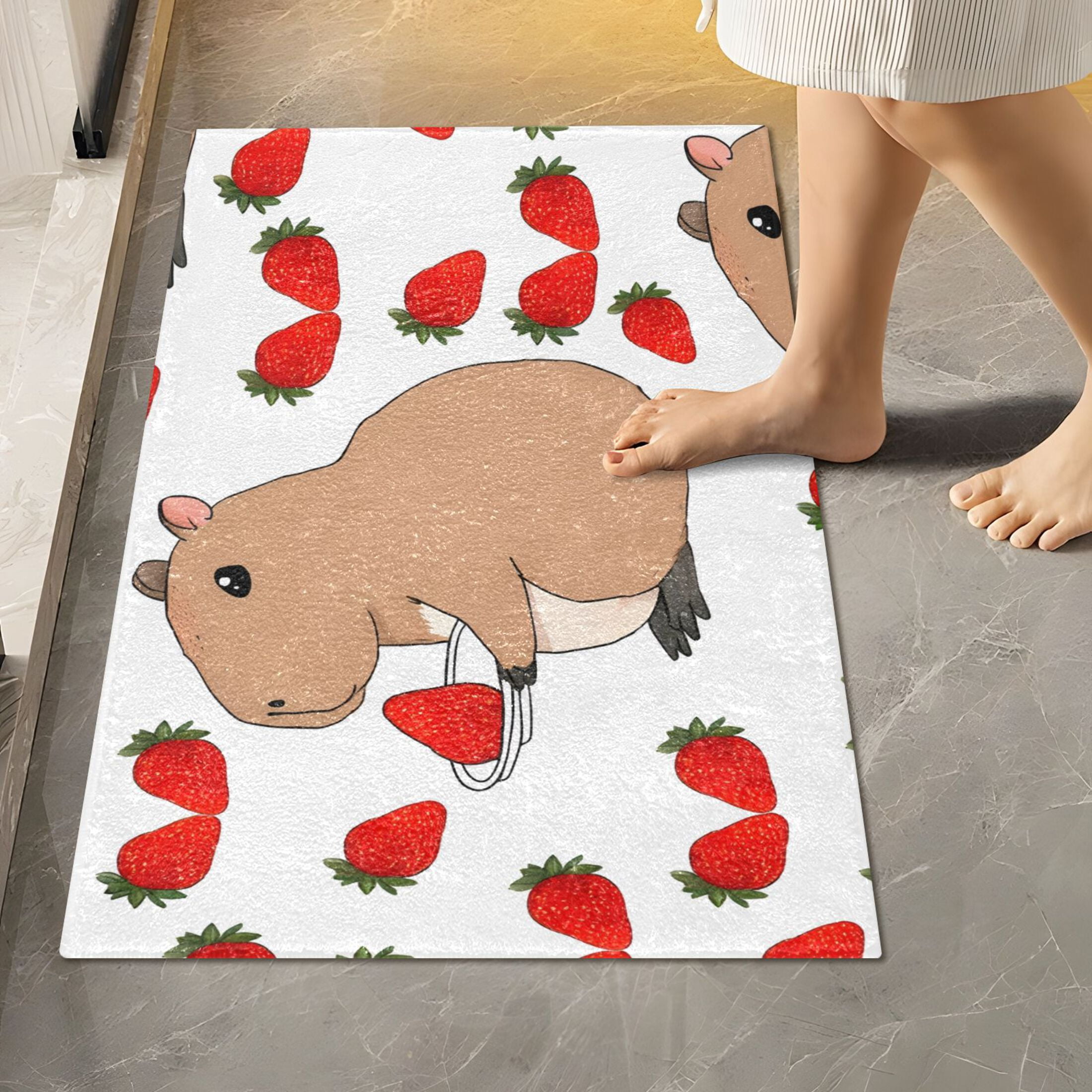 Capybara Rug Rectangle Toilet Rug Rectangle Bathroom Rugs Non-Slip Soft Plush Machine Washable ...