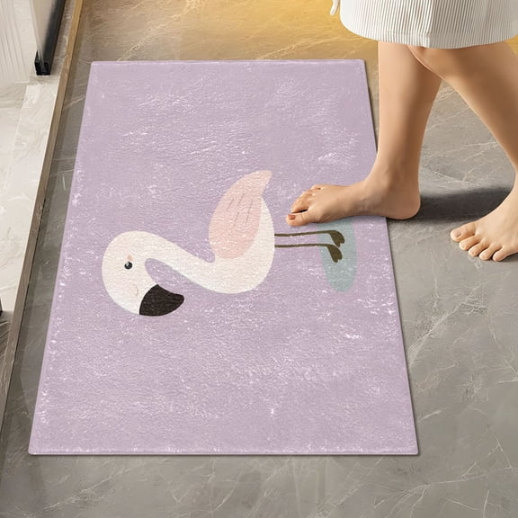 Toilet Rug Rectangle Bathroom Rugs Non-Slip Soft Plush Machine Washable Contour Bath Mat Cute Flamingo 24x16