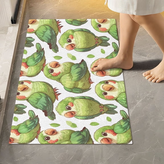Toilet Rug Rectangle Bathroom Rugs Non-Slip Soft Plush Machine Washable Contour Bath Mat Cute Parrots Bird 24x16