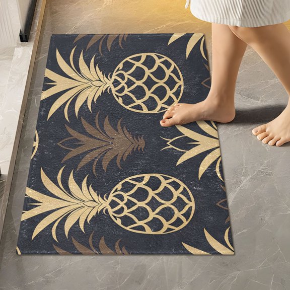 Toilet Rug Rectangle Bathroom Rugs Non-Slip Soft Plush Machine Washable Contour Bath Mat Cute Pineapple Silhouette 24x16