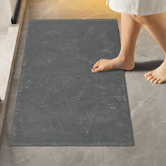Toilet Rug Rectangle Bathroom Rugs Non-Slip Soft Plush Machine Washable Contour Bath Mat Dark Grey 24x16