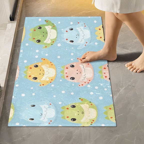 Toilet Rug Rectangle Bathroom Rugs Non-Slip Soft Plush Machine Washable Contour Bath Mat Dinosaur with Egg 24x16