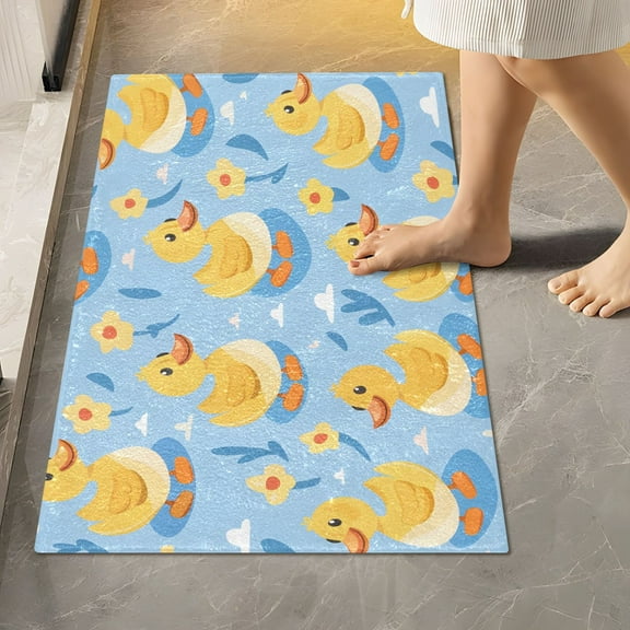 Toilet Rug Rectangle Bathroom Rugs Non-Slip Soft Plush Machine Washable Contour Bath Mat Duck on Water 24x16