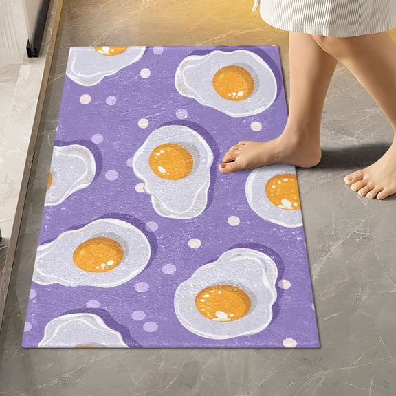 Toilet Rug Rectangle Bathroom Rugs Non-Slip Soft Plush Machine Washable Contour Bath Mat Eggs and Polka Dots 24x16