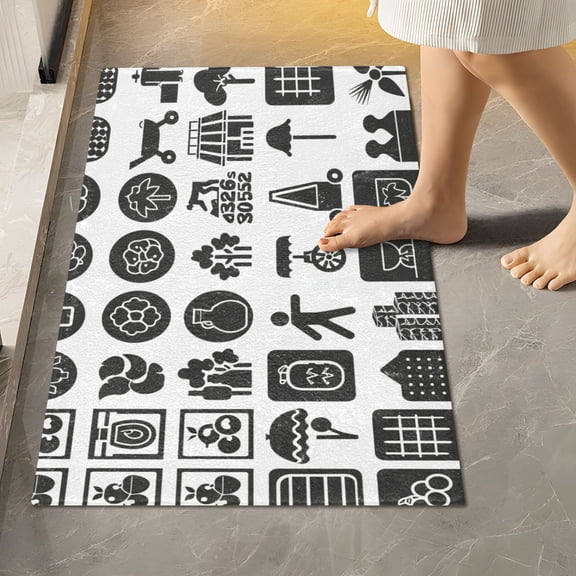 Toilet Rug Rectangle Bathroom Rugs Non-Slip Soft Plush Machine Washable Contour Bath Mat Farm Icon 24x16