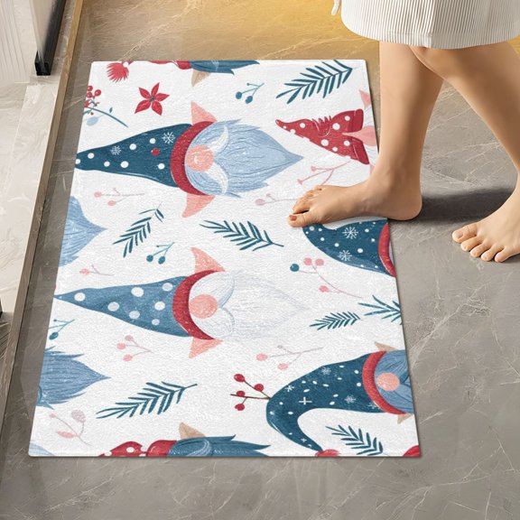 Toilet Rug Rectangle Bathroom Rugs Non-Slip Soft Plush Machine Washable Contour Bath Mat Gnomes Head and Leaf 24x16