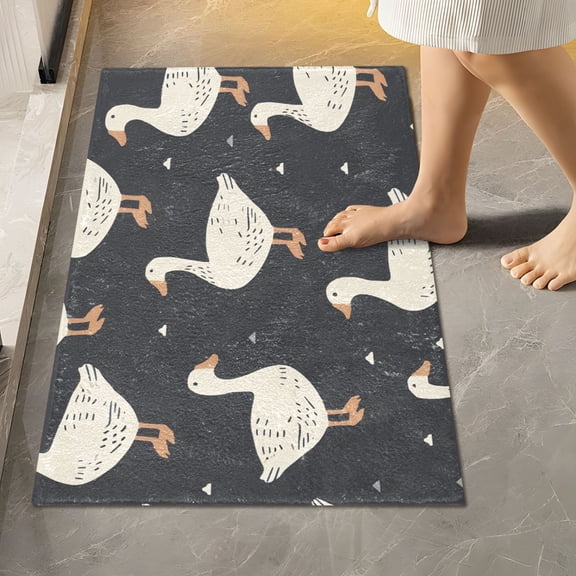 Toilet Rug Rectangle Bathroom Rugs Non-Slip Soft Plush Machine Washable Contour Bath Mat Goose and Duck 24x16