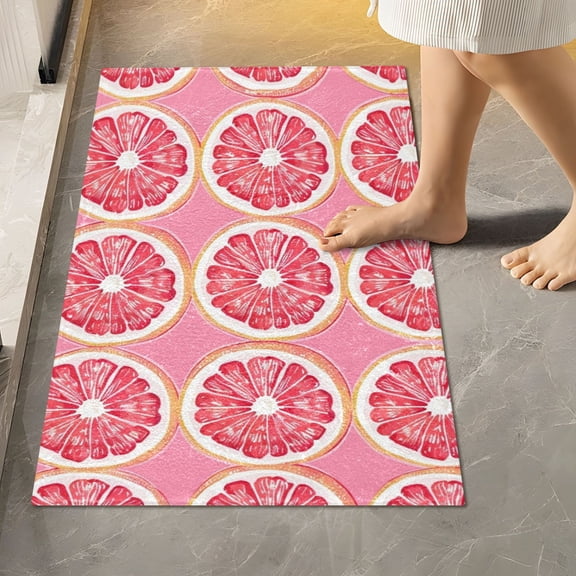 Toilet Rug Rectangle Bathroom Rugs Non-Slip Soft Plush Machine Washable Contour Bath Mat Grapefruit Slice 24x16