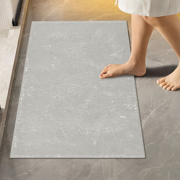 Toilet Rug Rectangle Bathroom Rugs Non-Slip Soft Plush Machine Washable Contour Bath Mat Grey 24x16