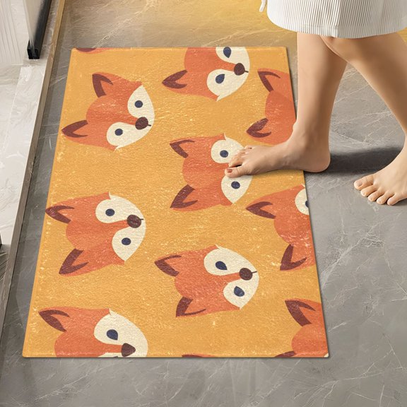 Toilet Rug Rectangle Bathroom Rugs Non-Slip Soft Plush Machine Washable Contour Bath Mat Hand Drawn Fox Face 24x16