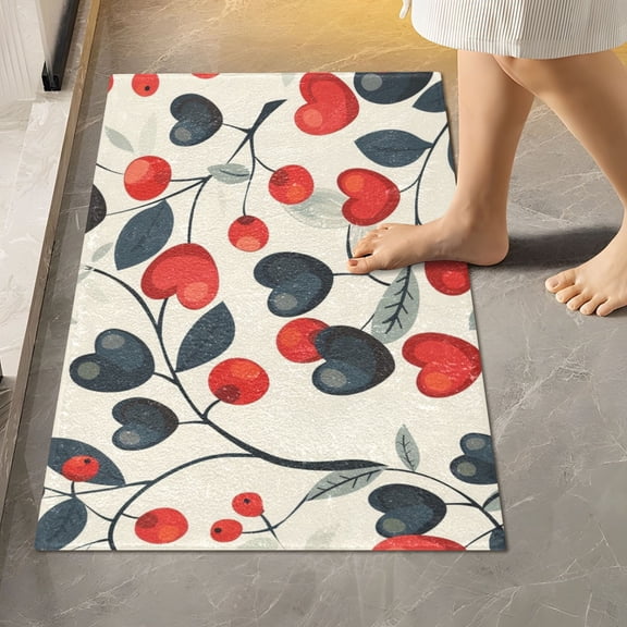 Toilet Rug Rectangle Bathroom Rugs Non-Slip Soft Plush Machine Washable Contour Bath Mat Heart and Leaf 24x16