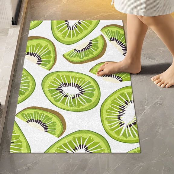 Toilet Rug Rectangle Bathroom Rugs Non-Slip Soft Plush Machine Washable Contour Bath Mat Kiwi Fruit Slice 24x16