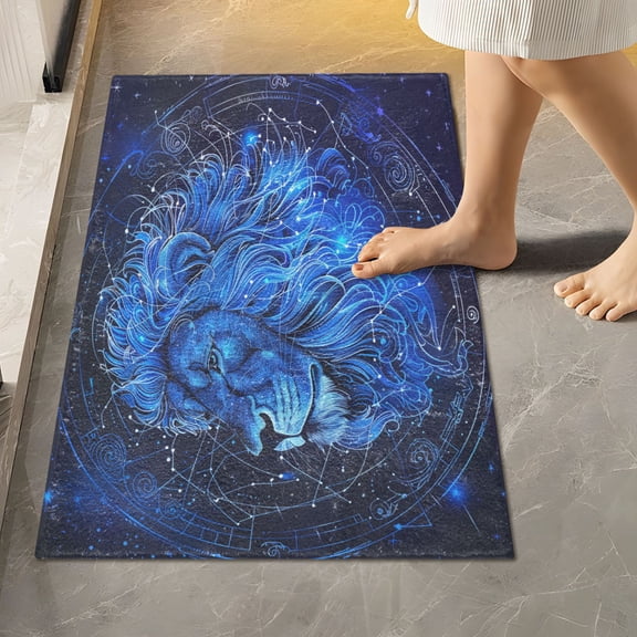 Toilet Rug Rectangle Bathroom Rugs Non-Slip Soft Plush Machine Washable Contour Bath Mat Leo Of Zodiac 24x16