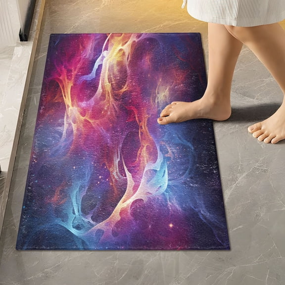Toilet Rug Rectangle Bathroom Rugs Non-Slip Soft Plush Machine Washable Contour Bath Mat Light Blue Red Tie Dye 24x16