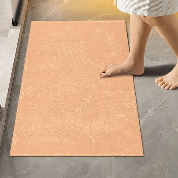 Toilet Rug Rectangle Bathroom Rugs Non-Slip Soft Plush Machine Washable Contour Bath Mat Light Orange 24x16