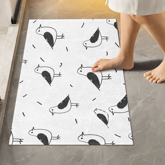 Toilet Rug Rectangle Bathroom Rugs Non-Slip Soft Plush Machine Washable Contour Bath Mat Line Seagull Bird 24x16
